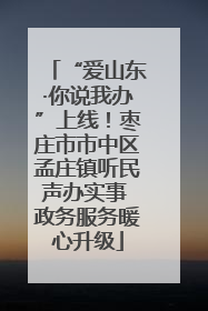 “爱山东·你说我办”上线！枣庄市市中区孟庄镇听民声办实事 政务服务暖心升级