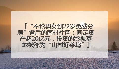 “不论男女到22岁免费分房”背后的南村社区：固定资产超20亿元，投资的影视基地被称为“山村好莱坞”