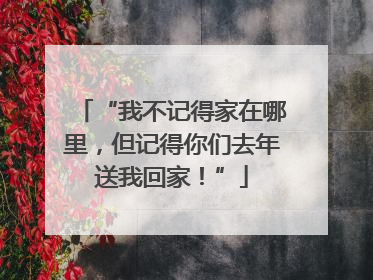 “我不记得家在哪里，但记得你们去年送我回家！”