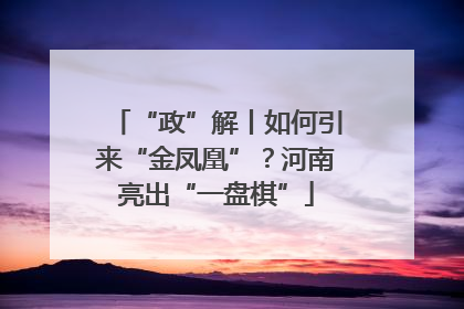 “政”解丨如何引来“金凤凰”？河南亮出“一盘棋”