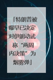 特朗普被曝早已决定对伊朗动武 称“两周内决策”为烟雾弹