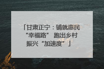 甘肃正宁：铺就惠民“幸福路” 跑出乡村振兴“加速度”