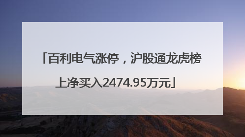 百利电气涨停，沪股通龙虎榜上净买入2474.95万元
