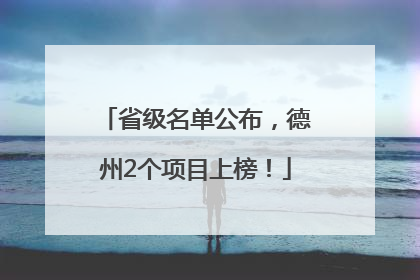 省级名单公布，德州2个项目上榜！