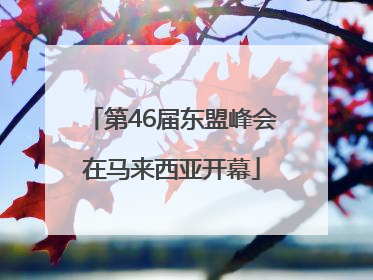 第46届东盟峰会在马来西亚开幕