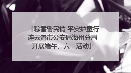 粽香警民情 平安护童行 连云港市公安局海州分局开展端午、六一活动