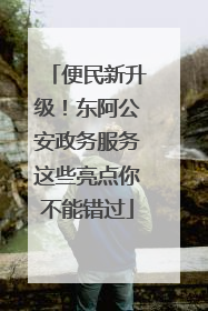 便民新升级！东阿公安政务服务这些亮点你不能错过