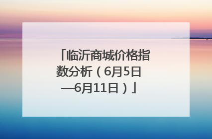 临沂商城价格指数分析（6月5日—6月11日）