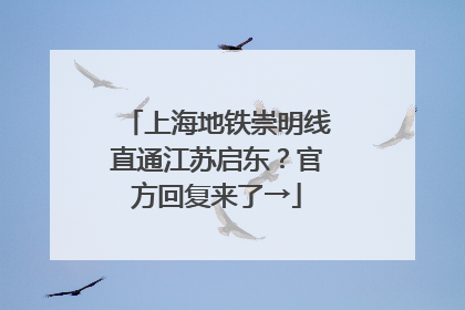 上海地铁崇明线直通江苏启东？官方回复来了→