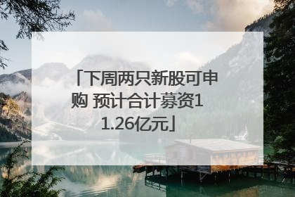 下周两只新股可申购 预计合计募资11.26亿元