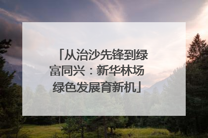 从治沙先锋到绿富同兴：新华林场绿色发展育新机