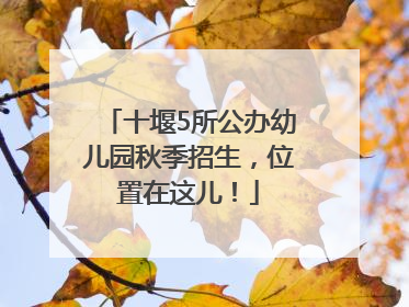 十堰5所公办幼儿园秋季招生，位置在这儿！