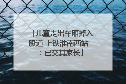 儿童走出车厢掉入股道 上铁淮南西站：已交其家长