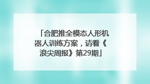 合肥推全模态人形机器人训练方案，请看《浪尖周报》第29期
