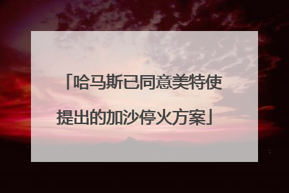 哈马斯已同意美特使提出的加沙停火方案