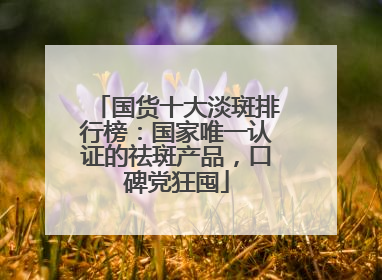 国货十大淡斑排行榜：国家唯一认证的祛斑产品，口碑党狂囤