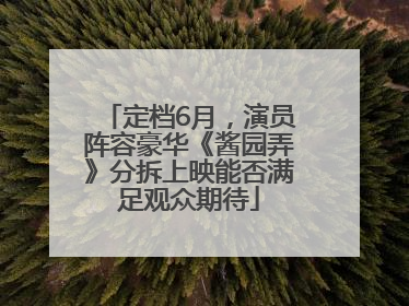 定档6月，演员阵容豪华《酱园弄》分拆上映能否满足观众期待