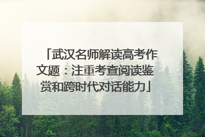 武汉名师解读高考作文题：注重考查阅读鉴赏和跨时代对话能力