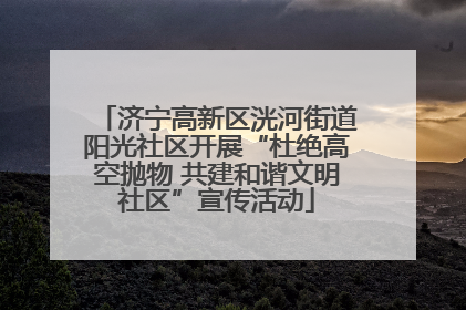 济宁高新区洸河街道阳光社区开展“杜绝高空抛物 共建和谐文明社区”宣传活动