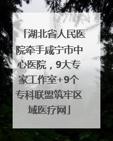 湖北省人民医院牵手咸宁市中心医院，9大专家工作室+9个专科联盟筑牢区域医疗网