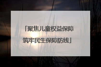 聚焦儿童权益保障 筑牢民生保障防线