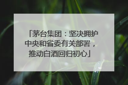 茅台集团：坚决拥护中央和省委有关部署，推动白酒回归初心