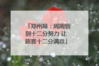 郑州局：周周到到十二分努力 让旅客十二分满意