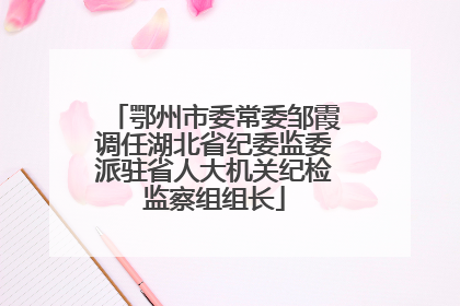 鄂州市委常委邹霞调任湖北省纪委监委派驻省人大机关纪检监察组组长