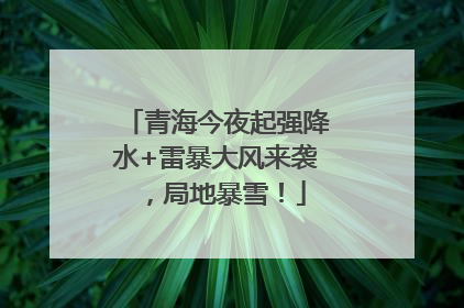 青海今夜起强降水+雷暴大风来袭，局地暴雪！