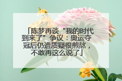 陈梦再谈“我的时代到来了”争议：奥运夺冠后仍遭质疑很煎熬，不敢再这么说了