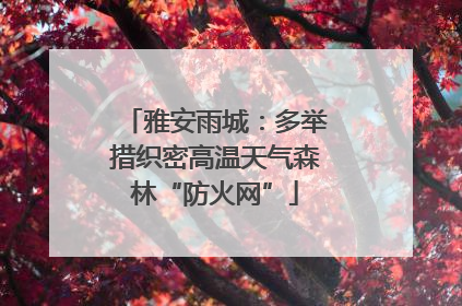 雅安雨城：多举措织密高温天气森林“防火网”