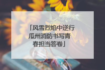 风雪烈焰中逆行 瓜州消防书写青春担当答卷