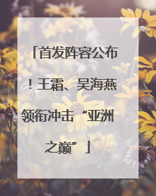 首发阵容公布！王霜、吴海燕领衔冲击“亚洲之巅”