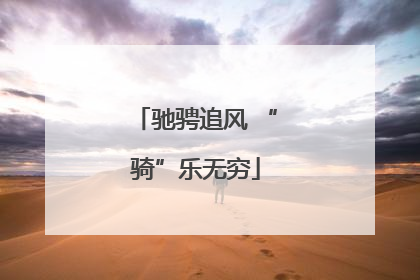 驰骋追风 “骑”乐无穷